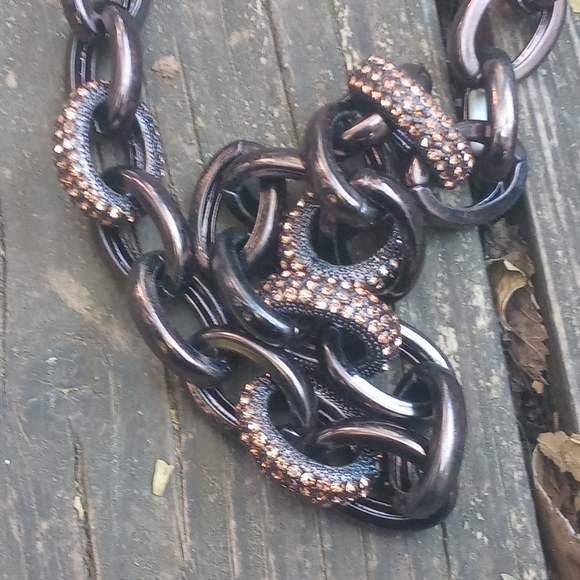 🌰🌞 Chunky Thick Chainlink Rhinestones Necklace - Picture 9 of 11